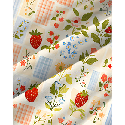 Strawberry Garden Patchwork Print Spaghetti Strap Mini Dress
