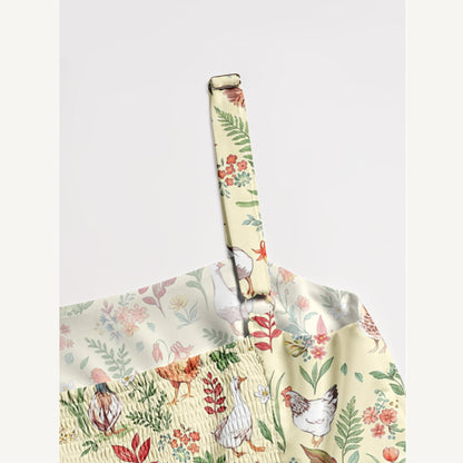 Countryside Garden Critter Print Wide Straps Maxi Dress With Pockets