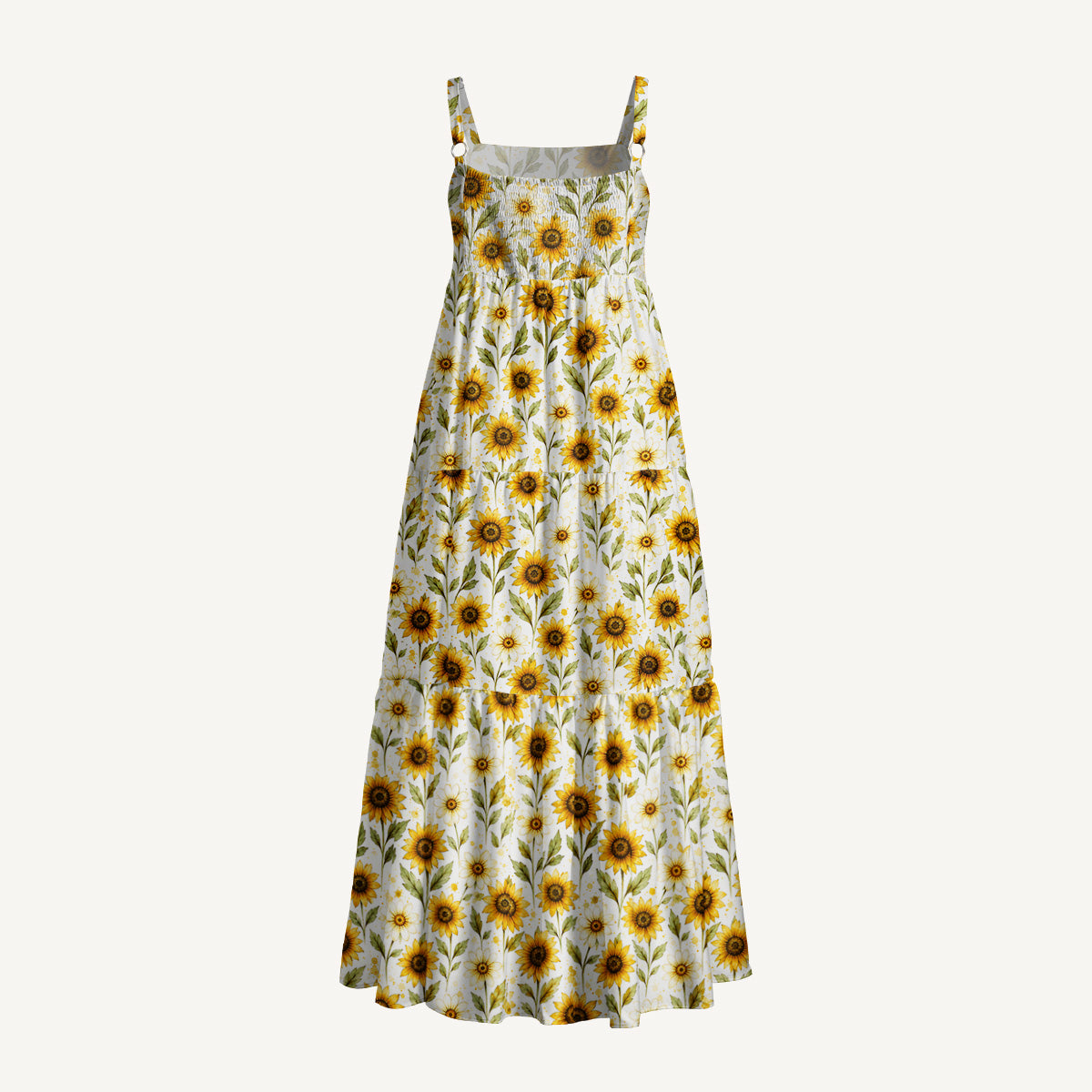 Sunflower American Flag Print Wide Straps Maxi Dress With Pockets