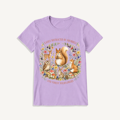 Woodland Wildflower Tales Print Crew Neck Cotton Tee