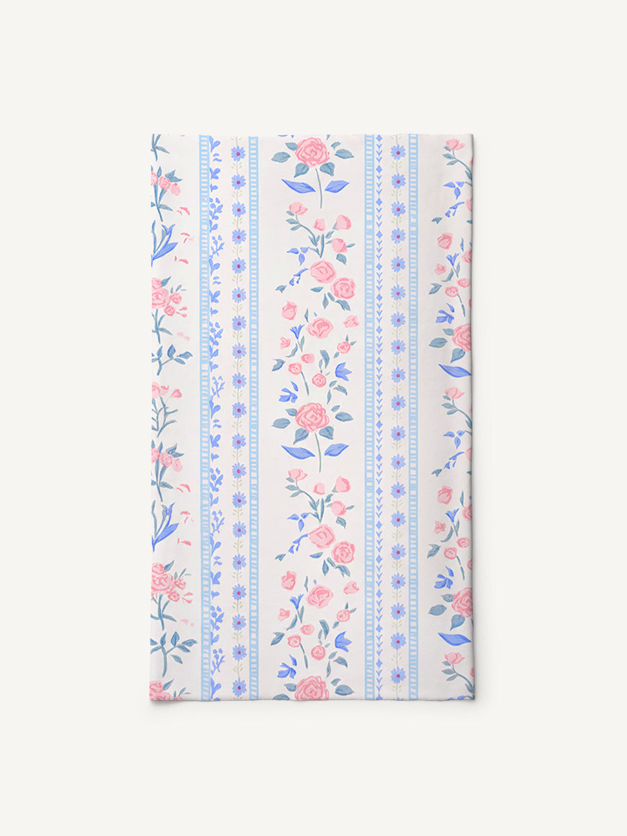 Blue Rose Print Boho Bandeau Headband