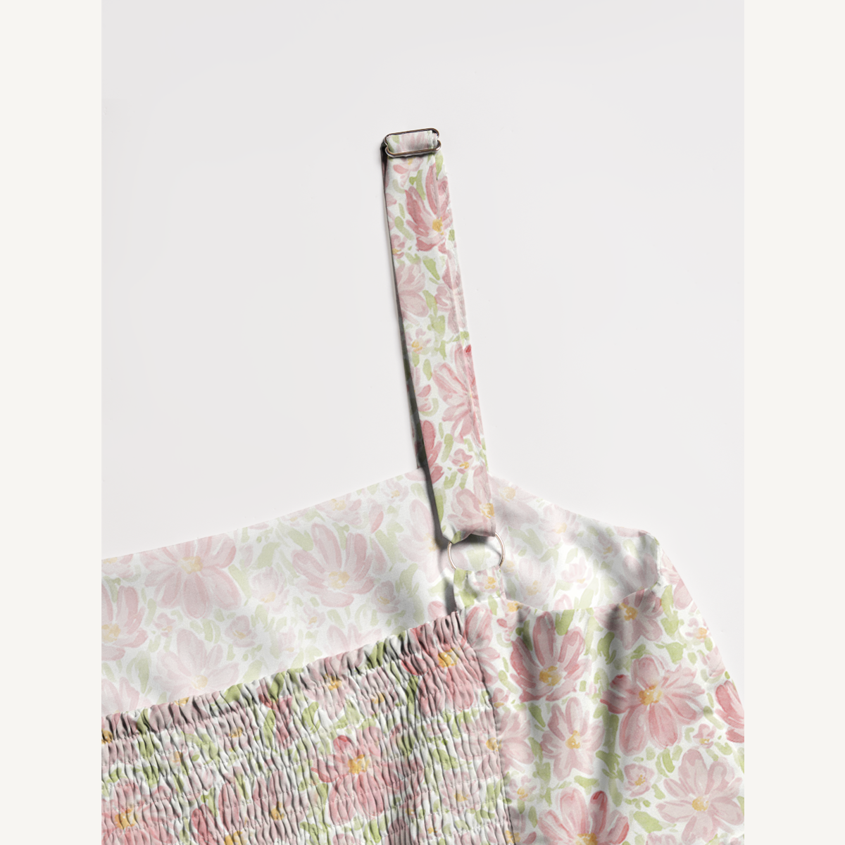 Square Neck Cosmos Flower Print Wide Straps Maxi Dress With Pockets