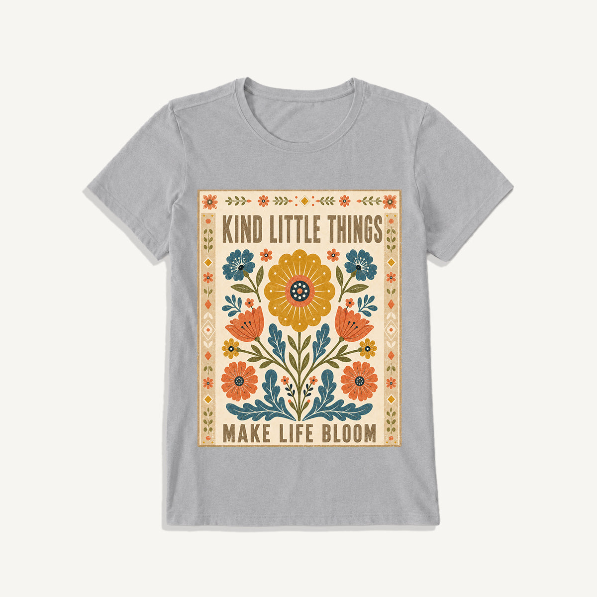 Kind Little Things Folk Bloom Print Crew Neck Cotton Tee