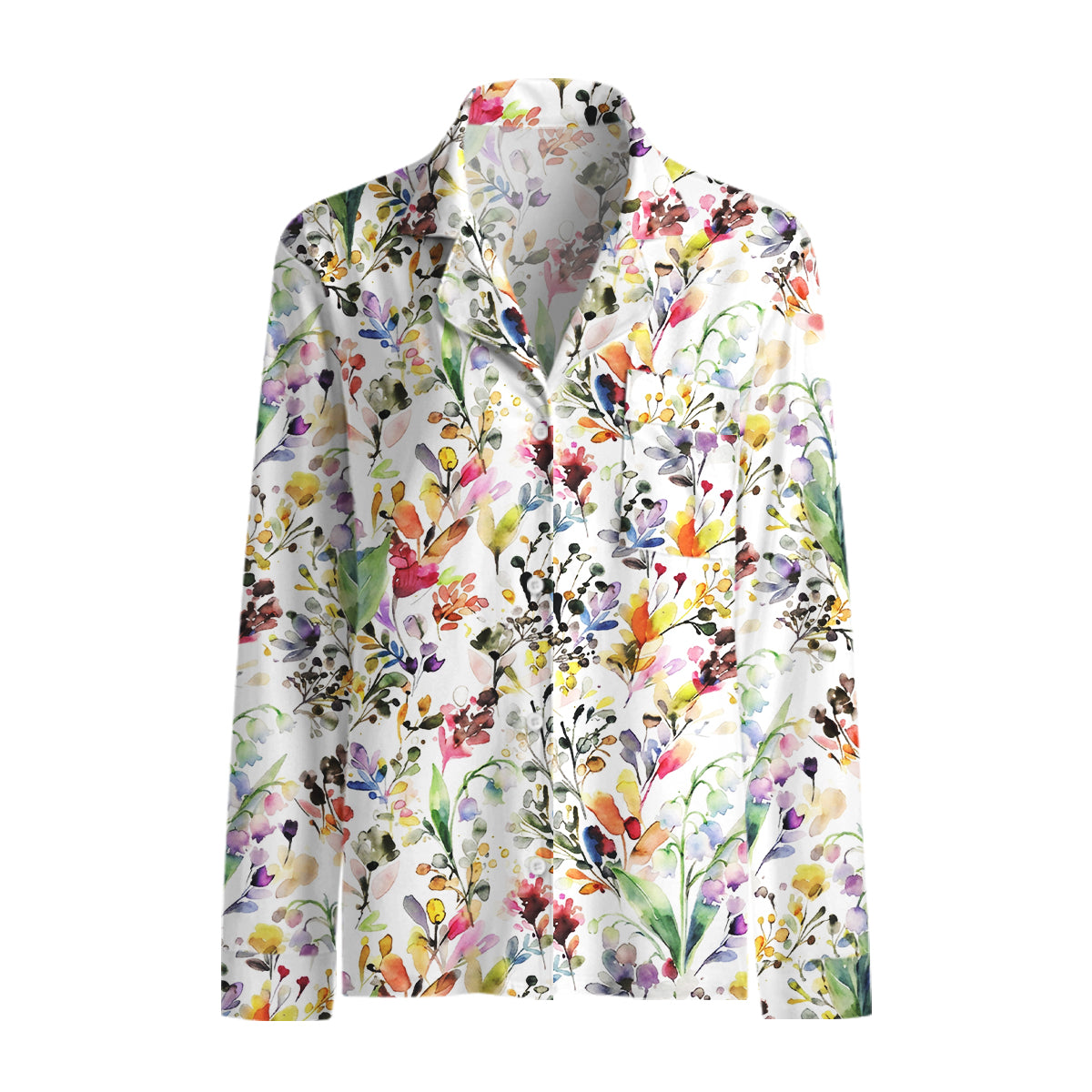 Watercolor Wildflower Garden Print Long Pajama Set