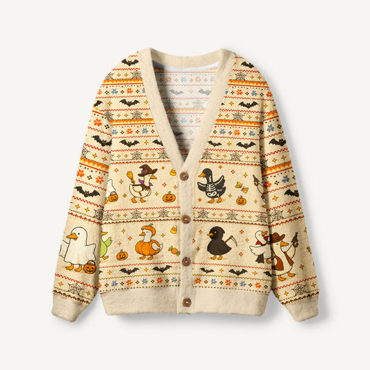 Halloween Ducks Collection Print Halloween Ugly Cardigan Sweaters