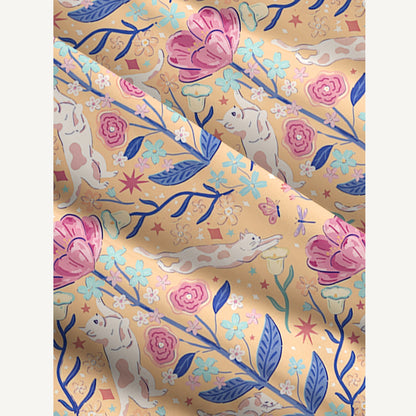 Cat in Secret Garden Print Wide Straps Maxi Dress With Pockets