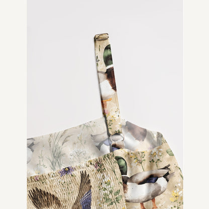 Watercolor Mallard Ducks Print Wide Straps Maxi Dress With Pockets