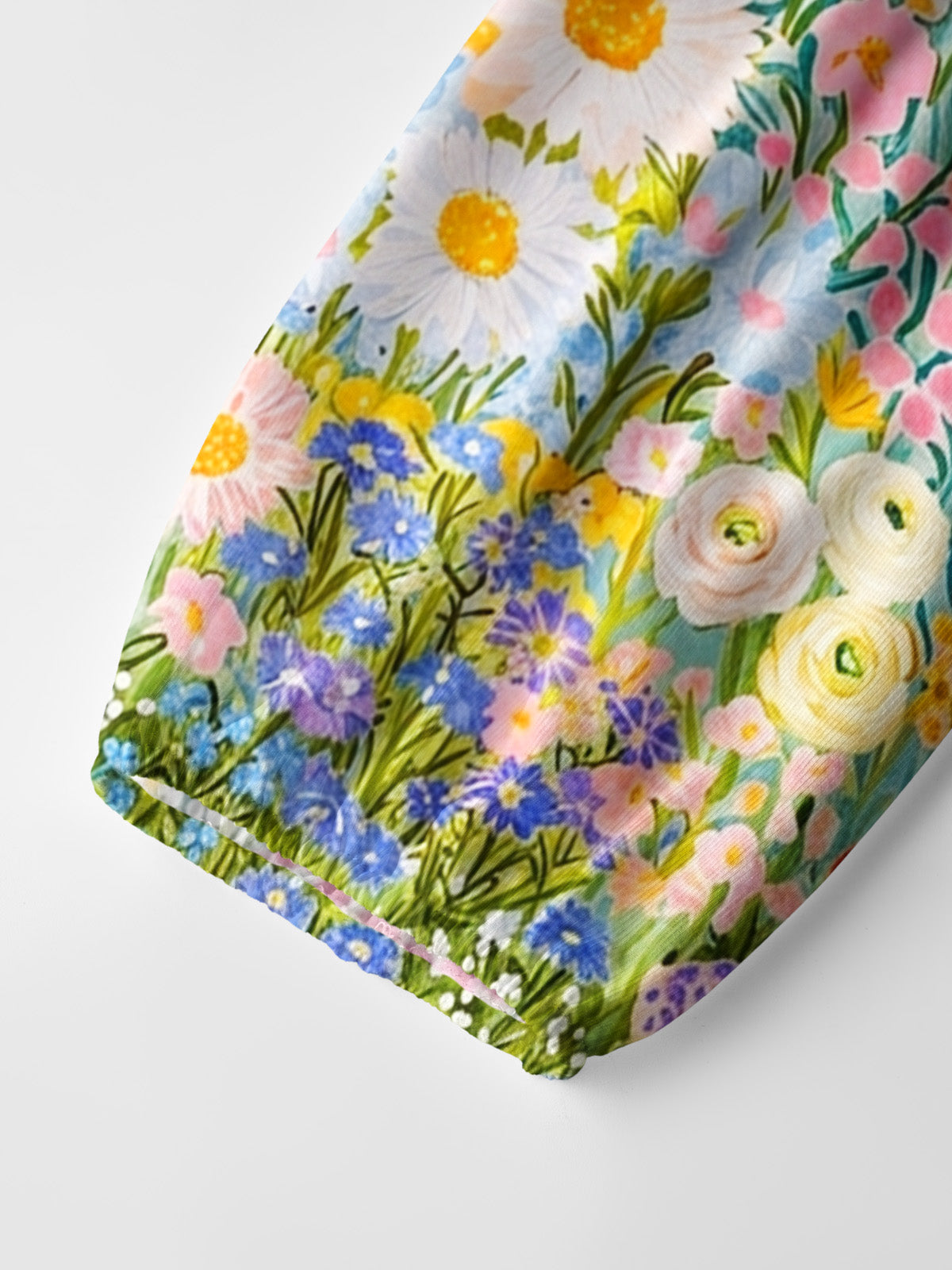 Moonlit Dandelion Garden Print Boho Long Sleeve Tie‑Neck Blouse