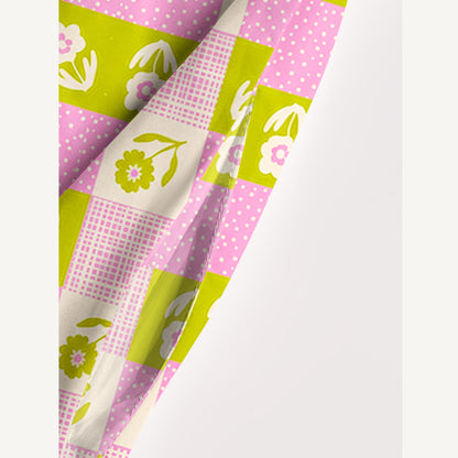 Spring Picnic Patchwork Print Wide Straps Maxi Dress With Pockets