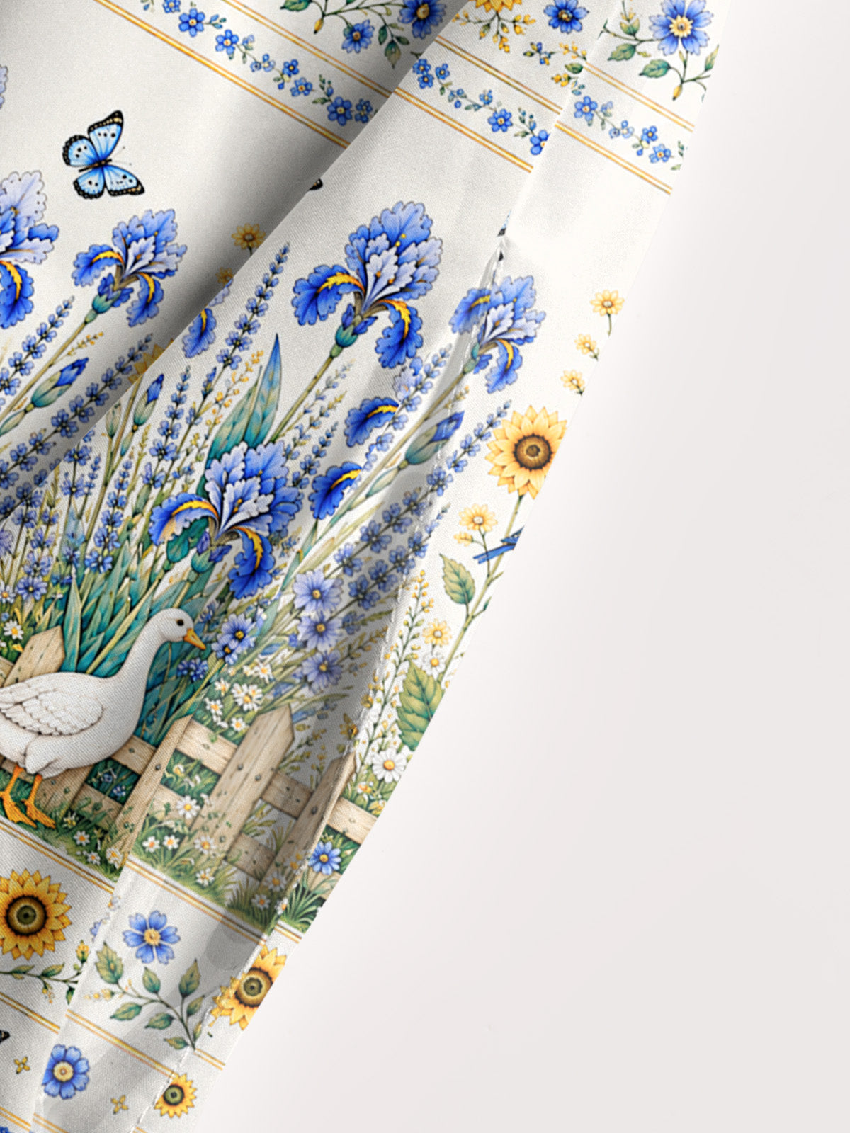 Blue Meadow Sunflower & Iris Print Wide Straps Maxi Dress With Pockets