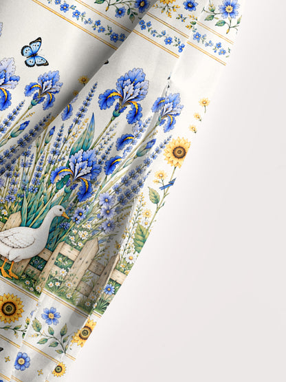 Blue Meadow Sunflower & Iris Print Wide Straps Maxi Dress With Pockets