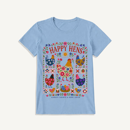 Happy Hens Floral Print Crew Neck Cotton Tee