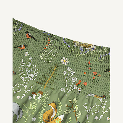 Whimsical Woodland Animals Print Convertible Maxi Skirt & Strapless Dress