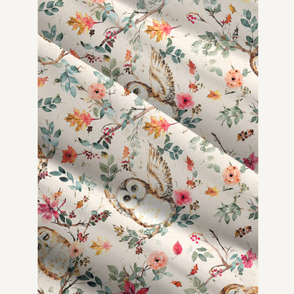 Forest Owls Print Wide Straps Maxi Dress With Pockets