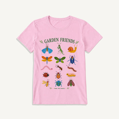 Garden Friends Insect Chart Print Crew Neck Cotton Tee