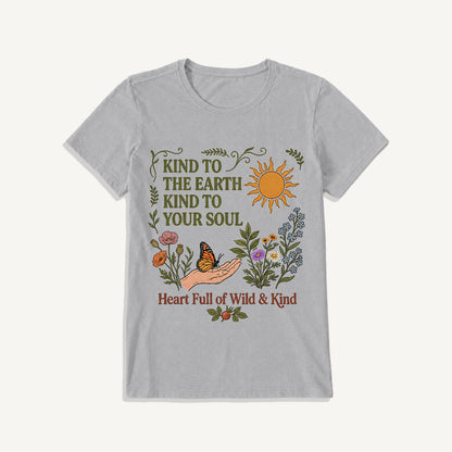 Kind Earth Kind Soul Print Crew Neck Cotton Tee