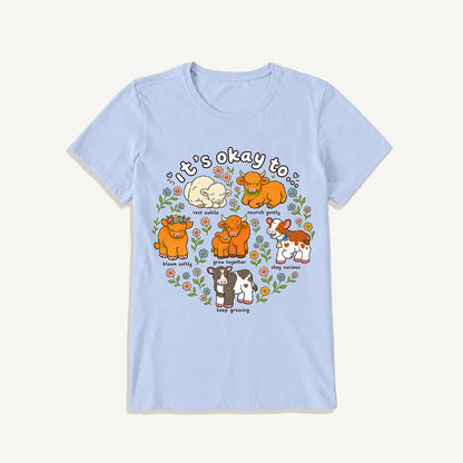 Gentle Growth Highland Cows Print Crew Neck Cotton Tee