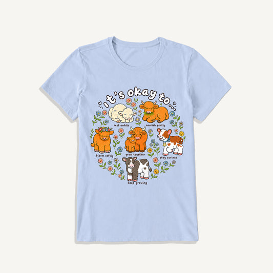 Gentle Growth Highland Cows Print Crew Neck Cotton Tee