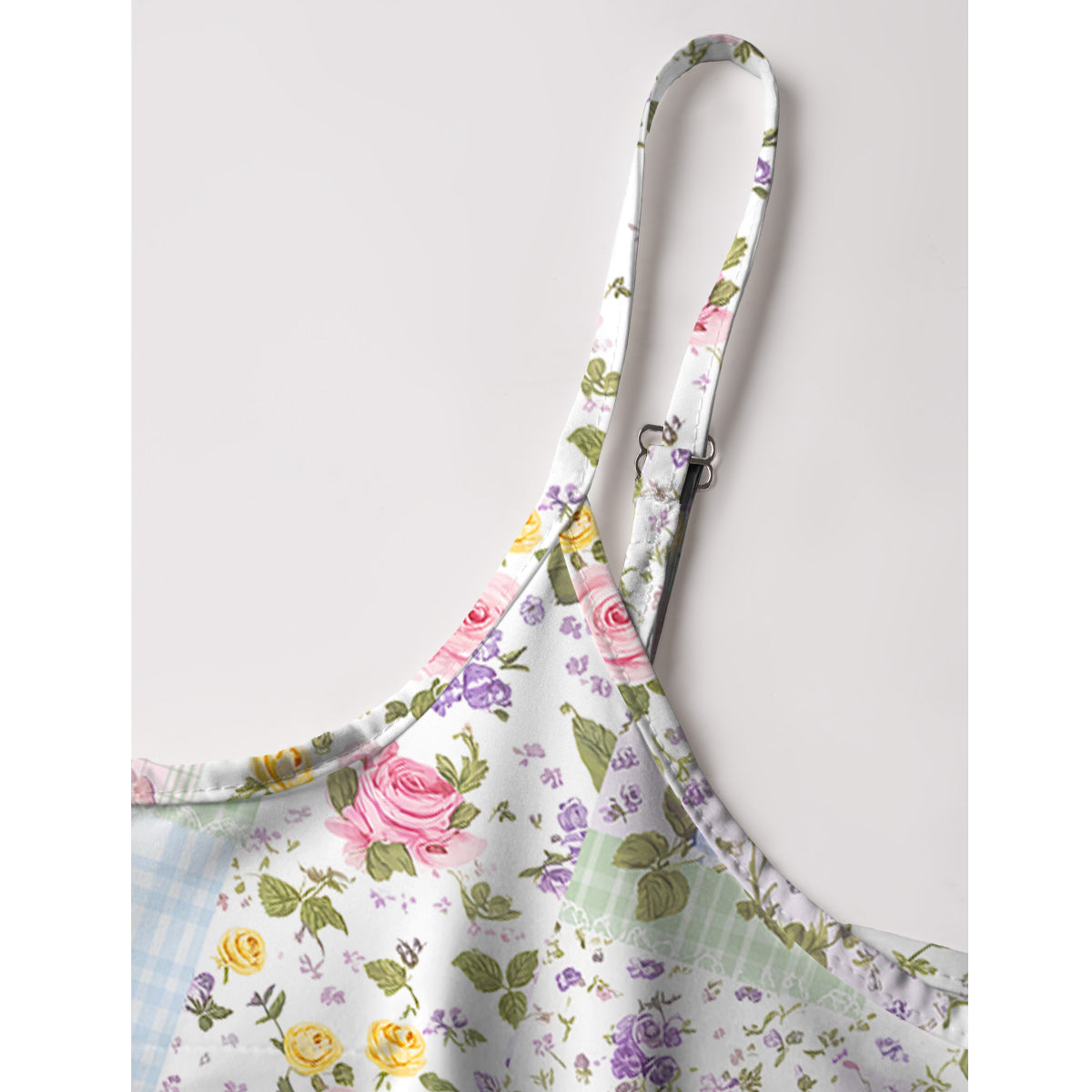Pastel Rose Print Spaghetti Strap Mini Dress