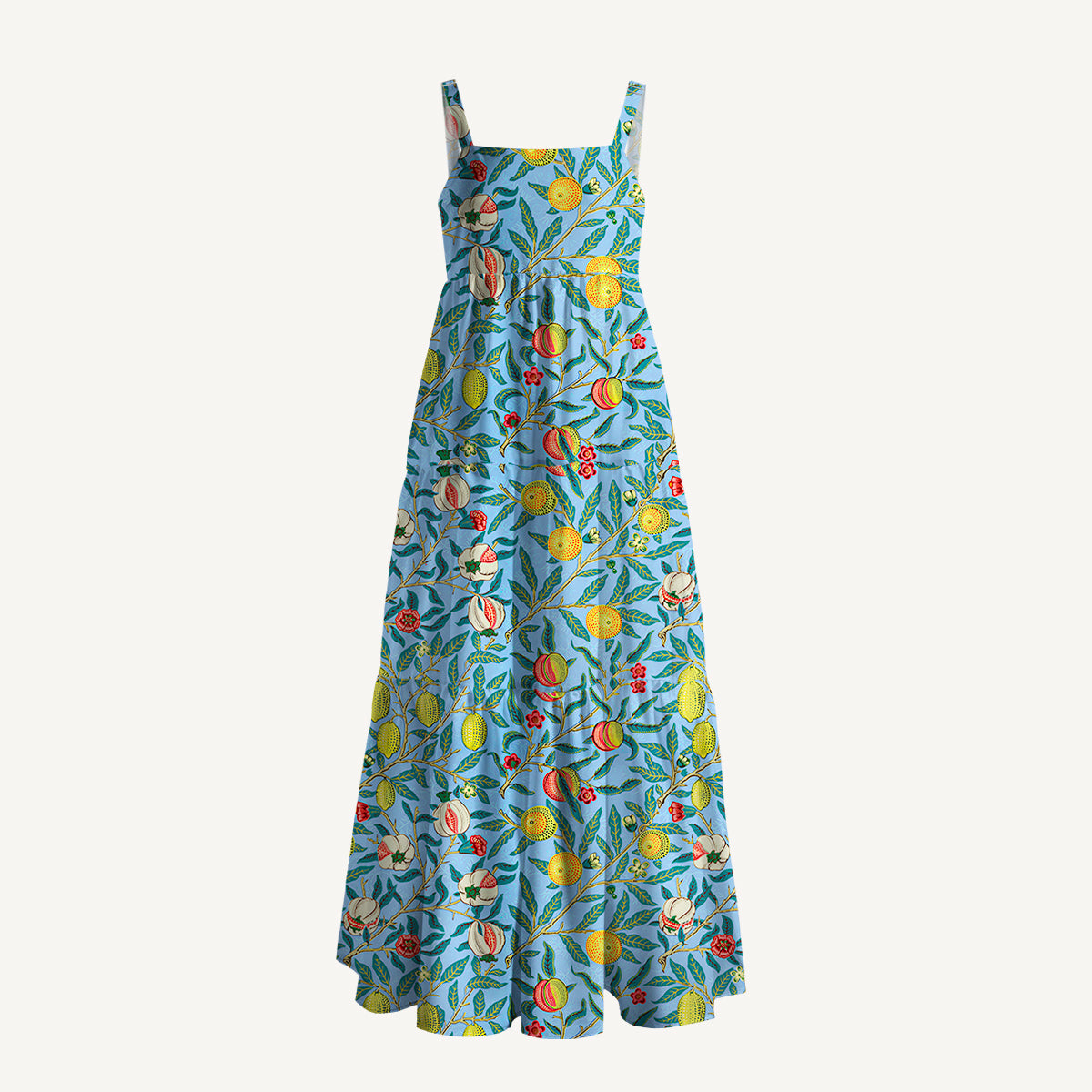 Lemon Pomegranate Garden Wide Straps Maxi Dress With Pockets