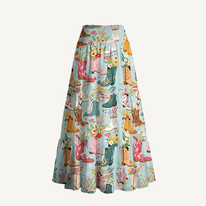 Boots Flower Print Convertible Maxi Skirt & Strapless Dress