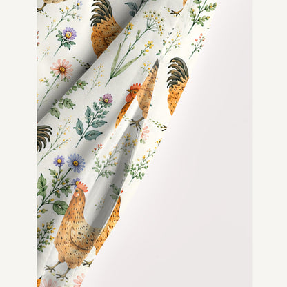 Watercolor Chickens Leaves Print Wide Straps Maxi Dress With Pockets