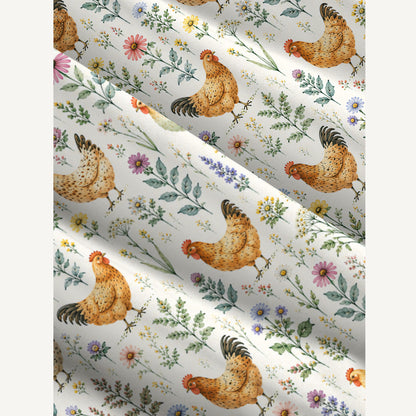 Watercolor Chickens Leaves Print Wide Straps Maxi Dress With Pockets
