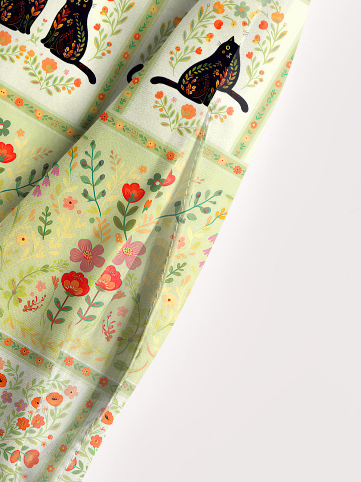 Cream Garden Black Cat Print Wide Straps Maxi Dress With Pockets
