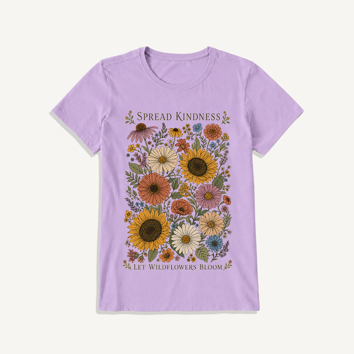 Kindness Wildflower Garden Print Crew Neck Cotton Tee