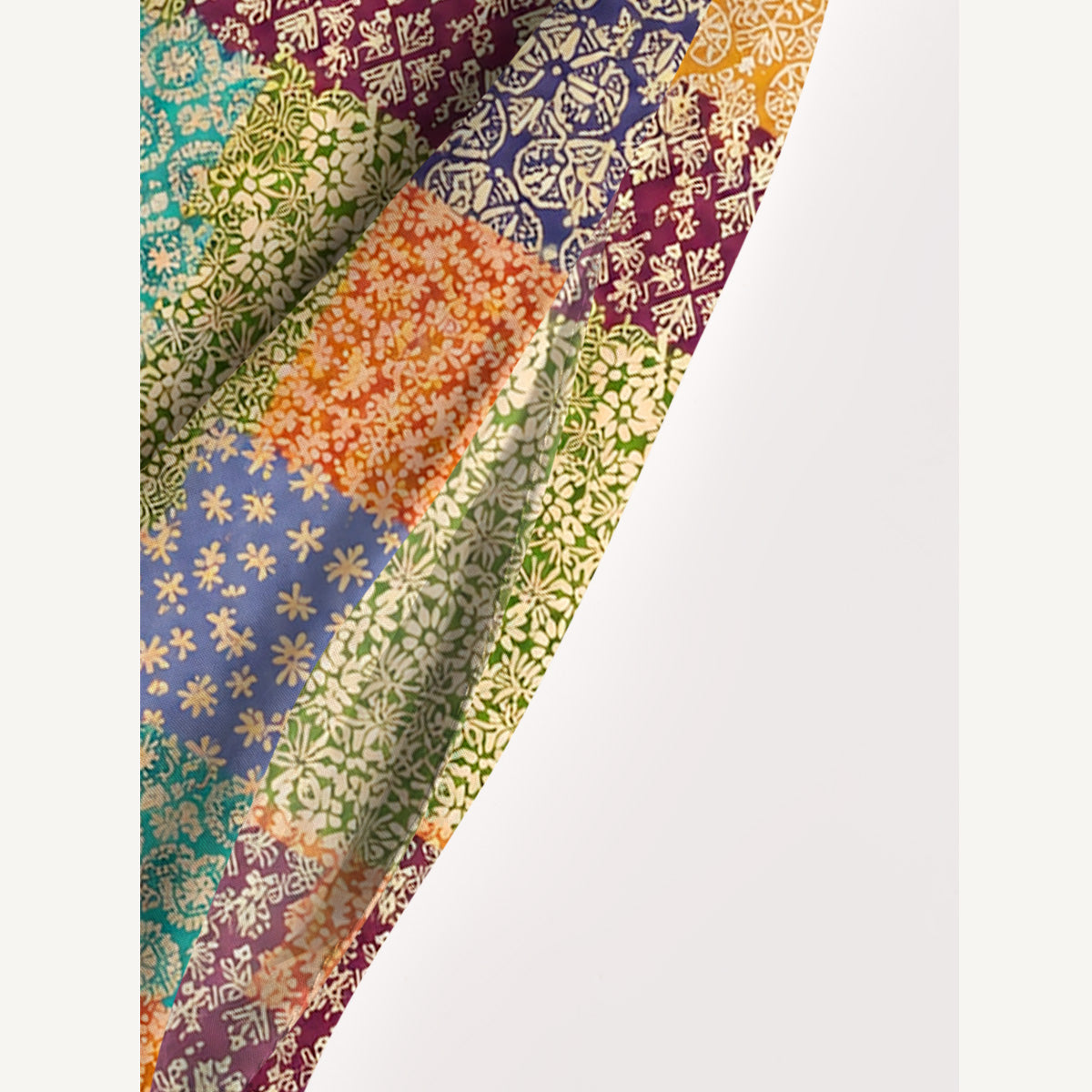 Vintage Patchwork Print Wide Straps Maxi Dress With Pockets