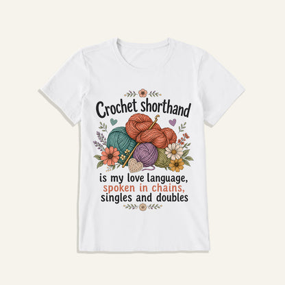 Crochet Love Language Print Crew Neck Cotton Tee