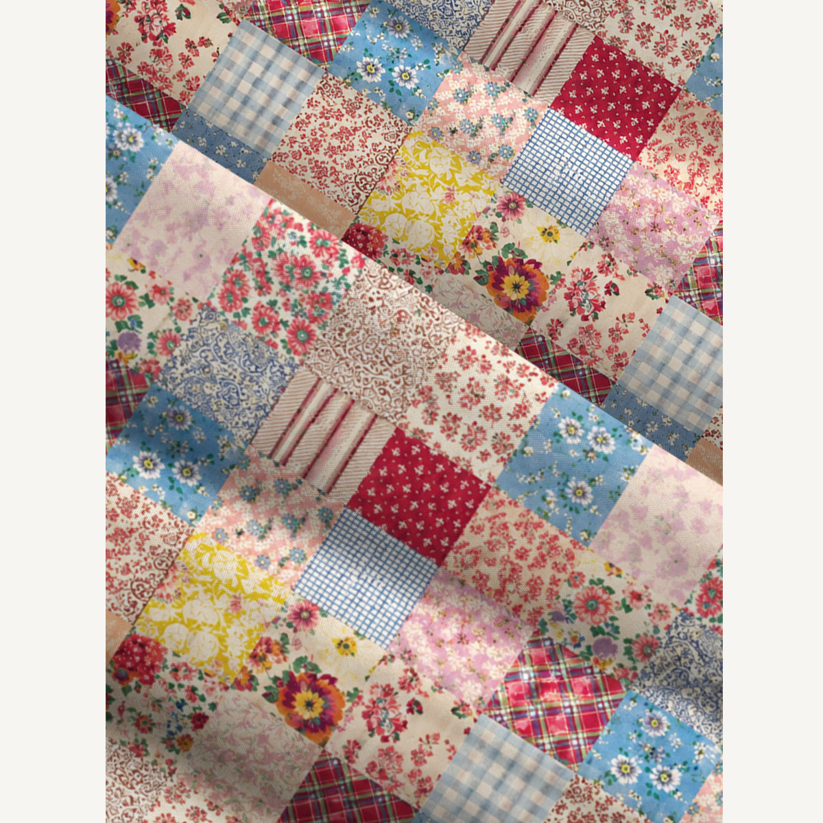 Country Cottage Patchwork Print Wide Straps Maxi Dress With Pockets