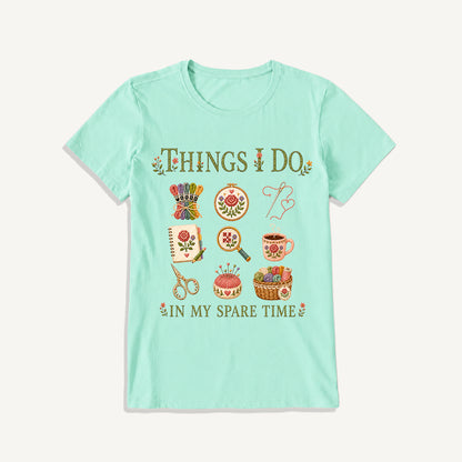 Stitched Cozy Craft Garden Print Crew Neck Cotton Tee