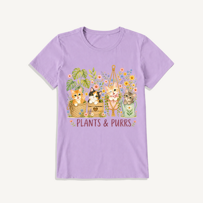 The Purrfect Garden Potters Print Crew Neck Cotton Tee