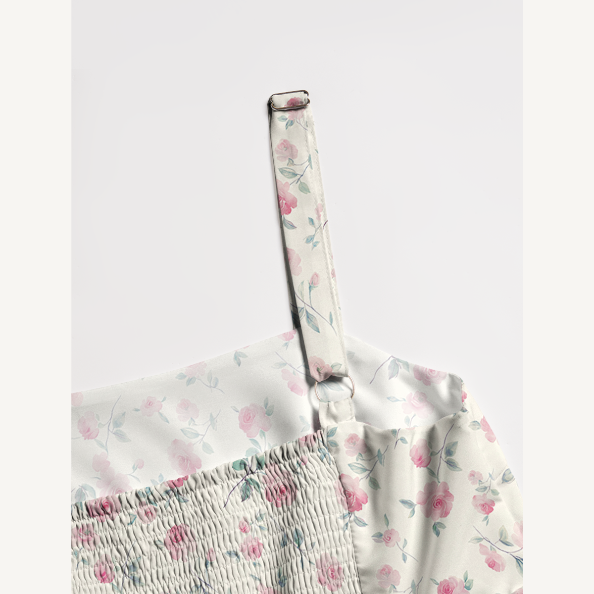 Square Neck Blush Rose Print Wide Straps Maxi Dress With Pockets