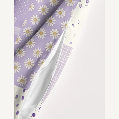 Lavender Field Patchwork Print Wide Straps Maxi Dress With Pockets