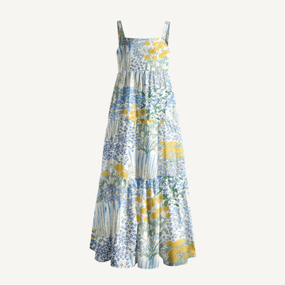 Garden Bloom Print Wide Straps Maxi Dress With Pockets