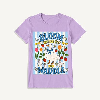 Strawberry Goose Garden Print Crew Neck Cotton Tee
