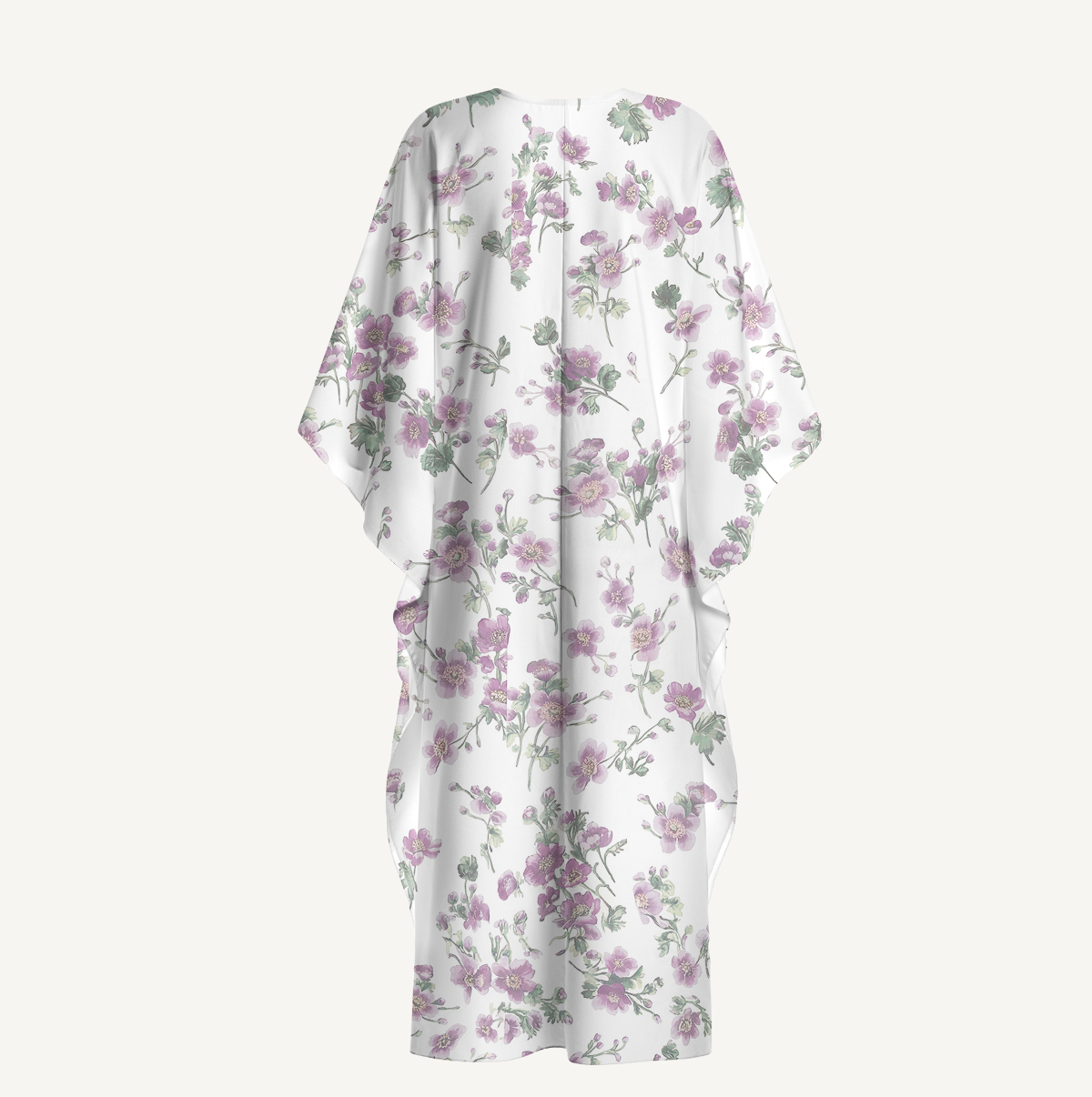 V‑Neck Lavender Field Whisper Kimono Sleeve Kaftan Dress