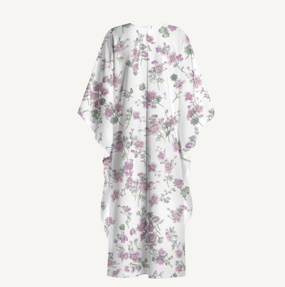 V‑Neck Lavender Field Whisper Kimono Sleeve Kaftan Dress