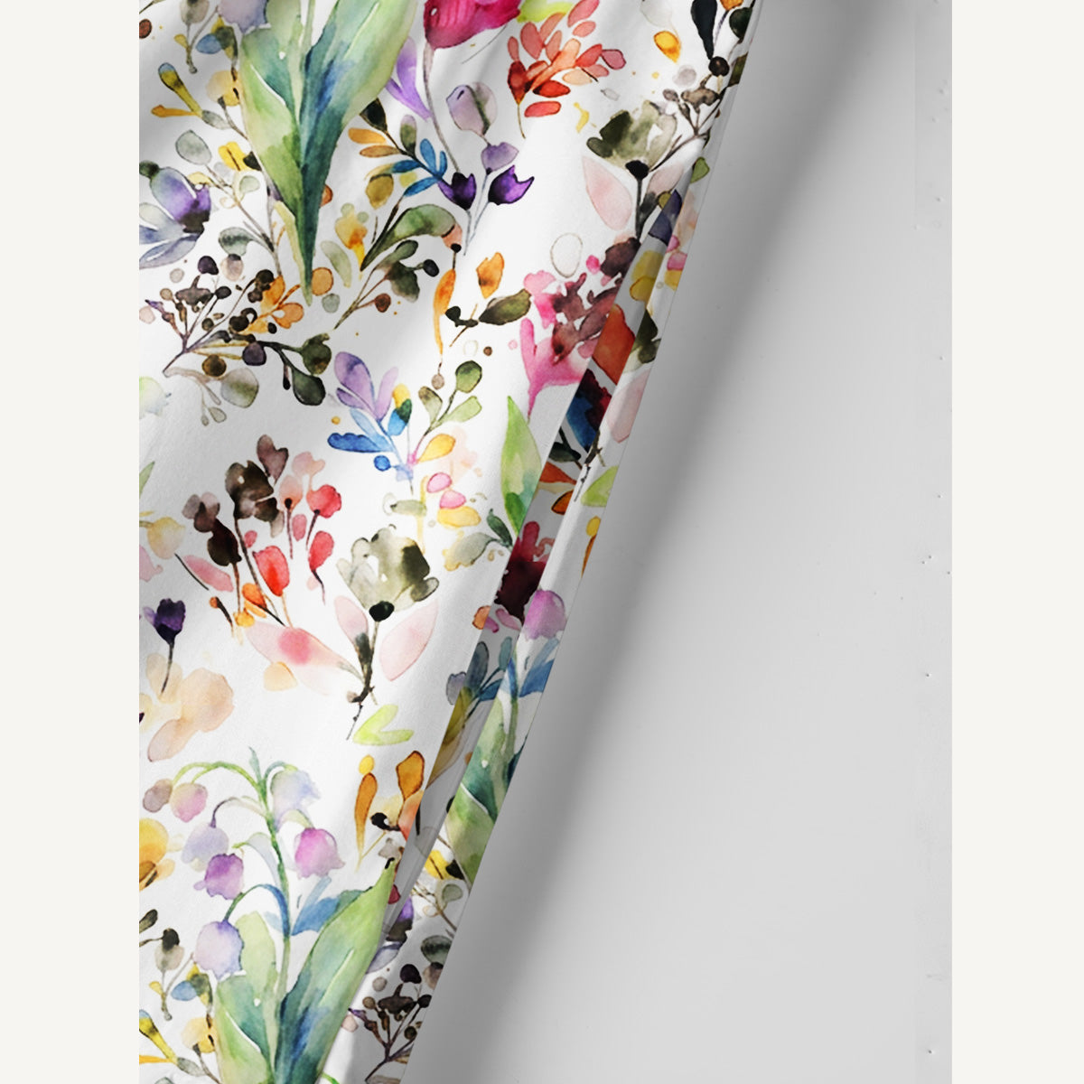 Watercolor Wildflower Garden Print Cotton Wide Straps Maxi Dress With Pockets