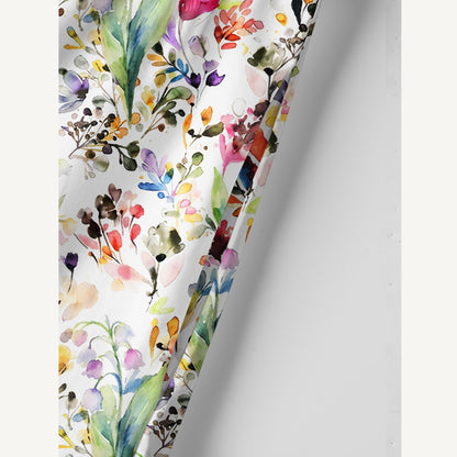 Watercolor Wildflower Garden Print Cotton Wide Straps Maxi Dress With Pockets