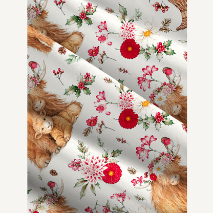 Meadow Highland Cow Print Wide Straps Maxi Dress With Pockets