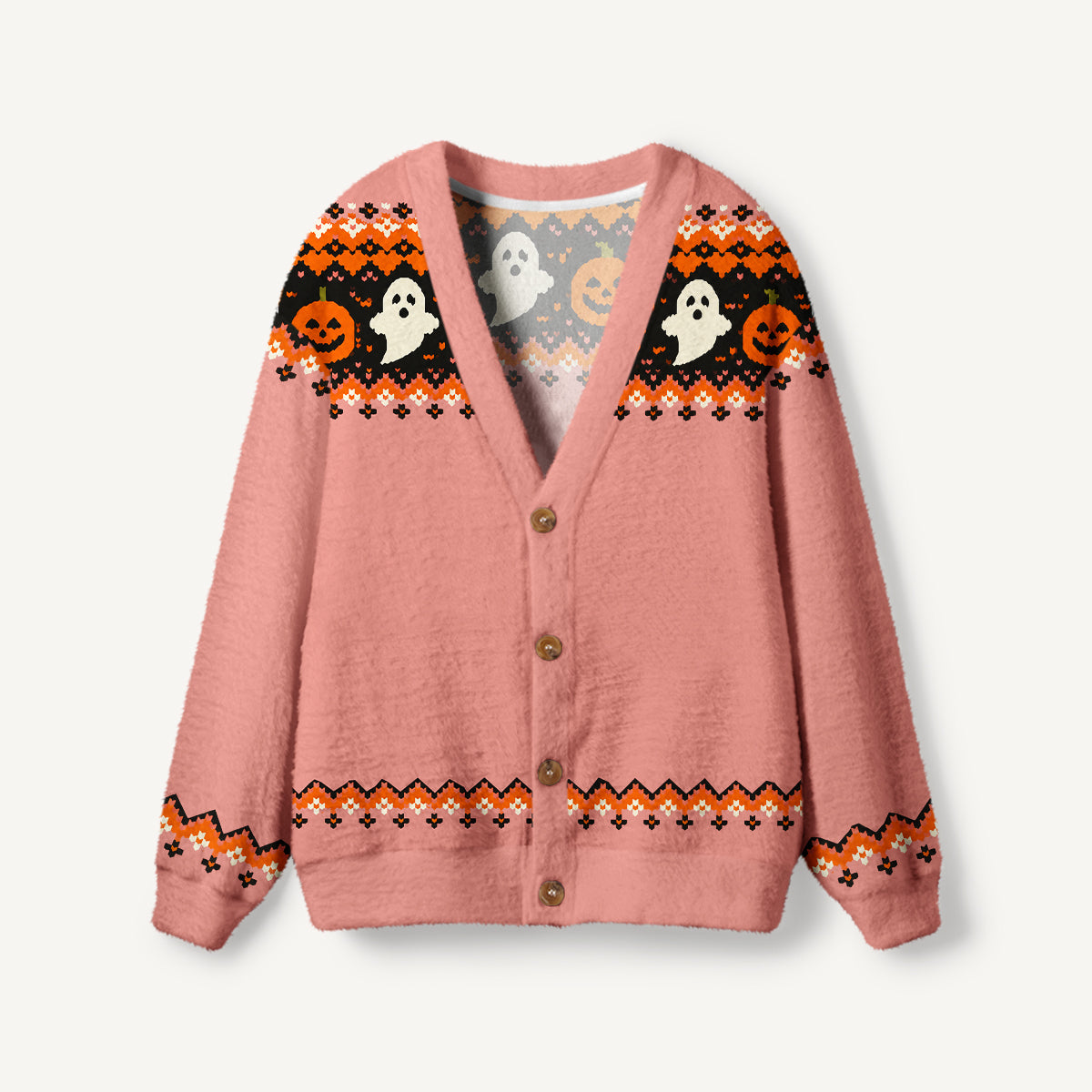 Halloween Ghost & Pumpkin Ugly Cardigan Sweaters