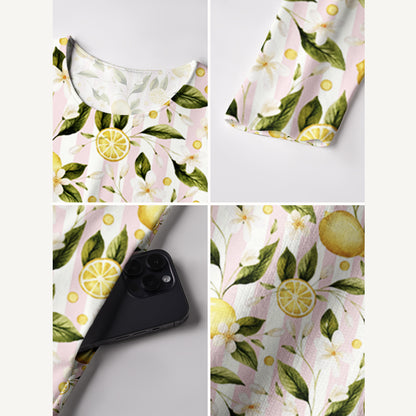 Lemon Grove Sunshine Print Soft-Touch Stretch Knit Long Sleeve Maxi Dress with Pockets