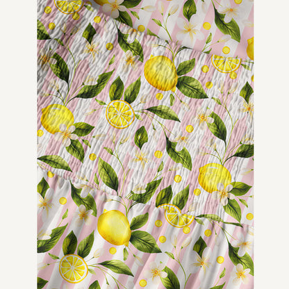 Lemon Grove Sunshine Print Cotton Wide Straps Maxi Dress With Pockets