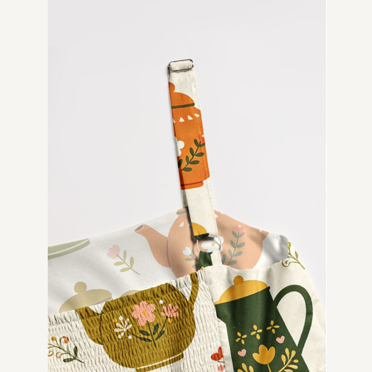 Tea Party Teapots Print Wide Straps Maxi Dress With Pockets