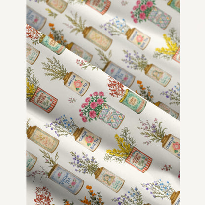 Vintage Tea Cans Print Wide Straps Maxi Dress With Pockets