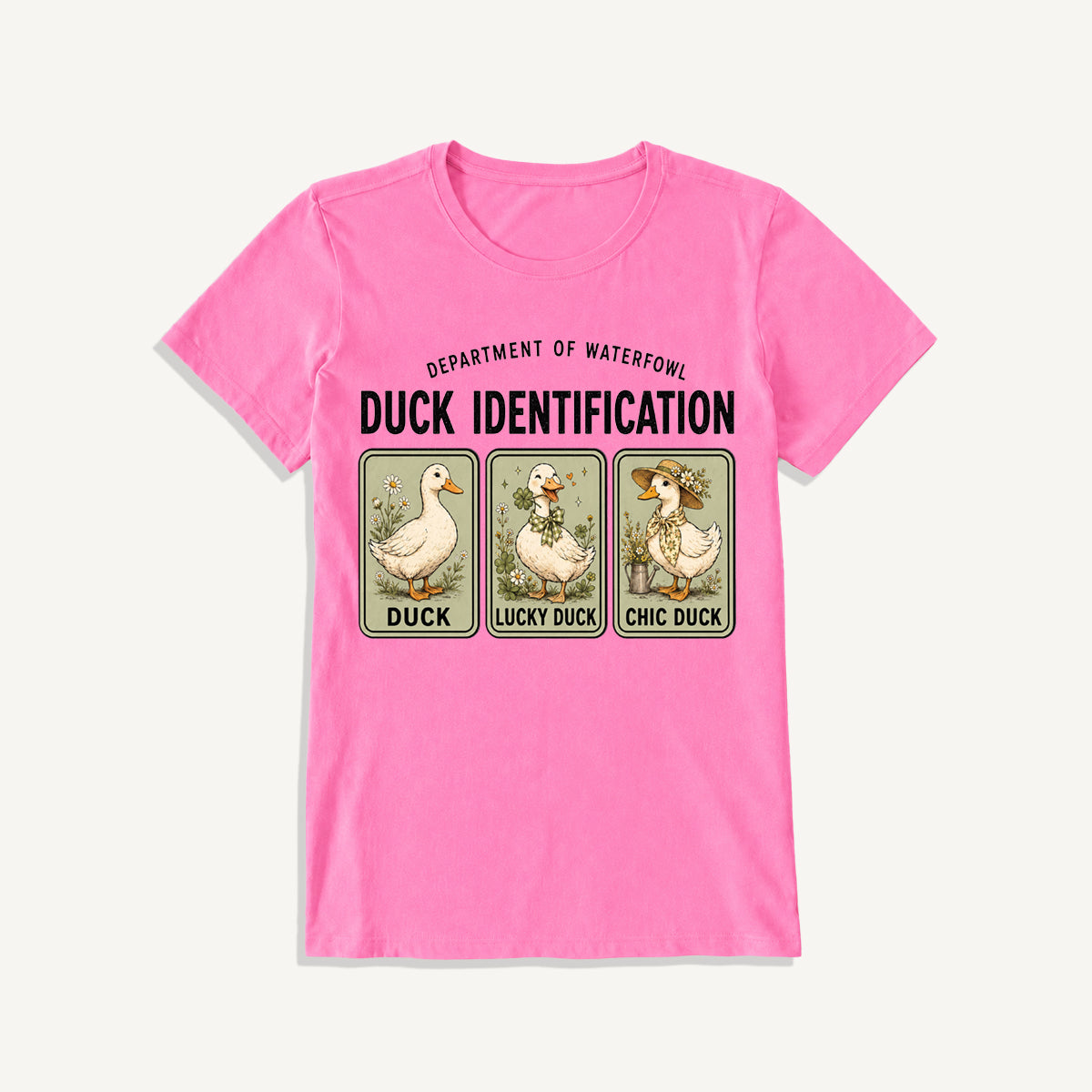 Duck Identification Print Crew Neck Cotton Tee