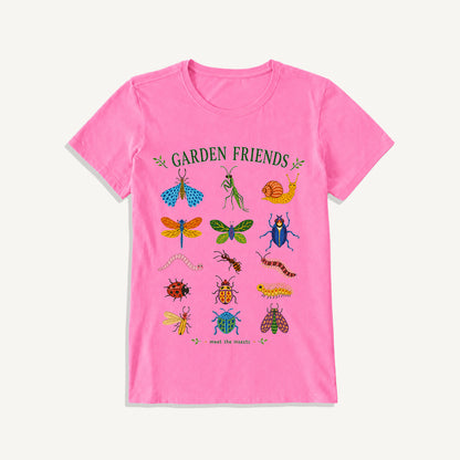 Garden Friends Insect Chart Print Crew Neck Cotton Tee